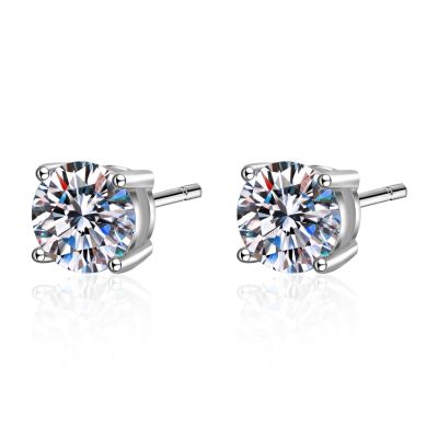 S925 Sterling Silver Earrings Four Prong Stud Earrings Ladies' Birthdayvalentine's Day, Halloween Christmas Best Gifts