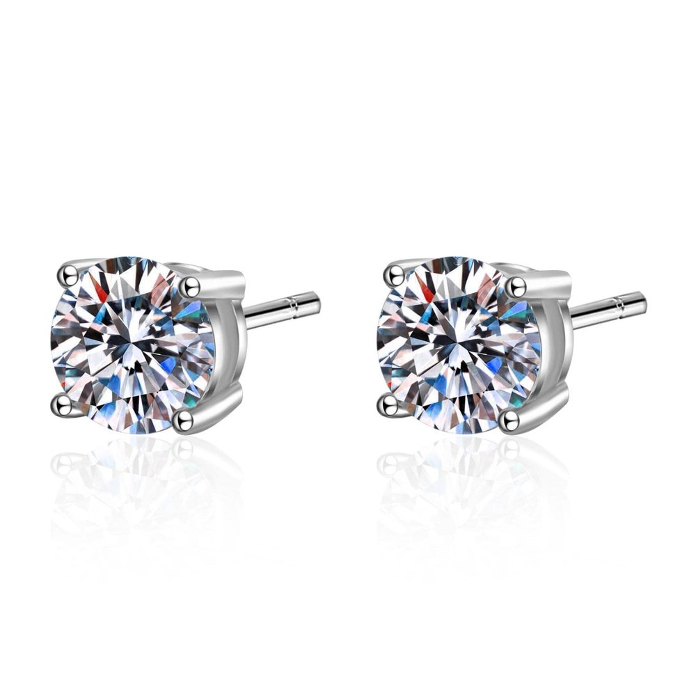 S925 Sterling Silver Earrings Four Prong Stud Earrings Ladies' Birthdayvalentine's Day, Halloween Christmas Best Gifts