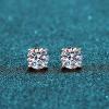 S925 Sterling Silver Earrings Four Prong Stud Earrings Ladies' Birthdayvalentine's Day, Halloween Christmas Best Gifts view 2