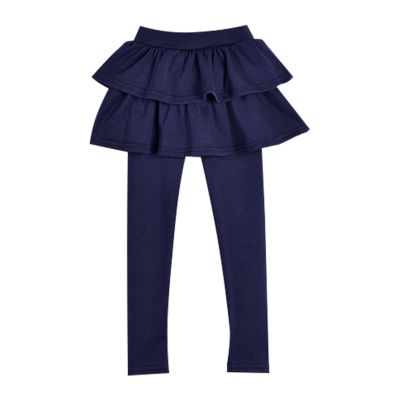 Girls Leggings with Skirt Toddler Ruffle Tutu Pants for Girls Footless Tights Cake Culottes Party (Blue, 4-5 Years)