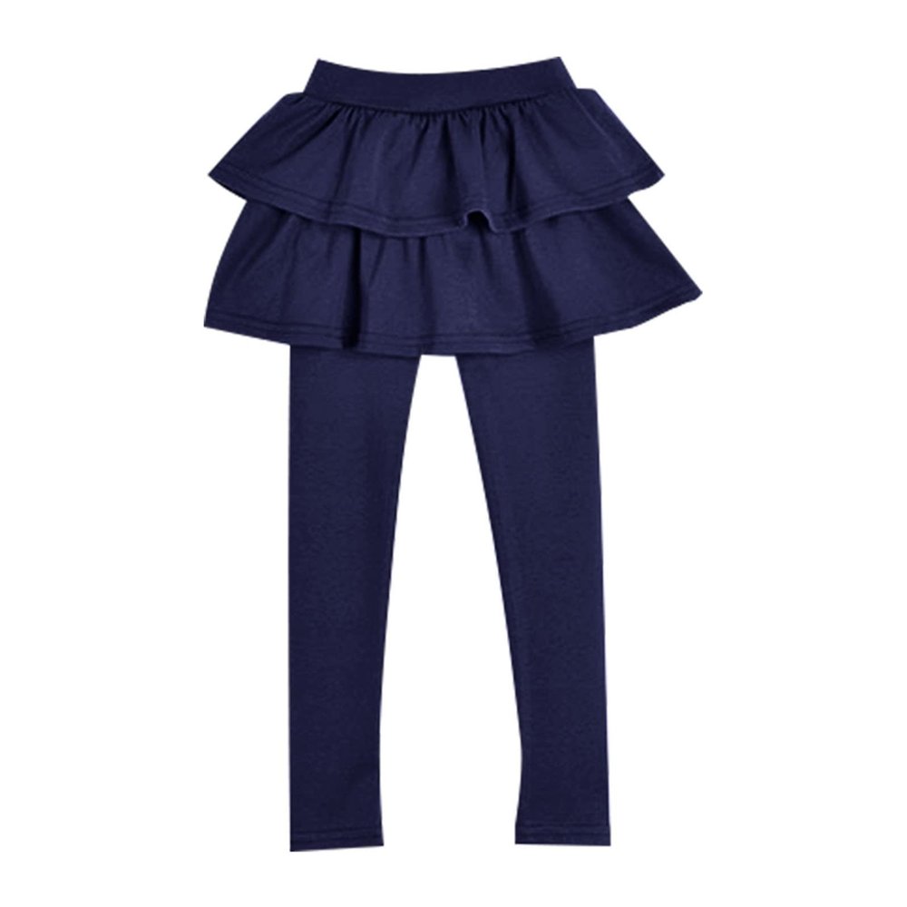 Girls Leggings with Skirt Toddler Ruffle Tutu Pants for Girls Footless Tights Cake Culottes Party (Blue, 4-5 Years)