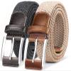 BULLIANT Belt for Men 2Pack,Mens Gift Stretch Braided Web Belt Elastic for Casual Golf Jeans,1 3/8"(Beige/Dark Gray,32"-36" Waist Adjustable)