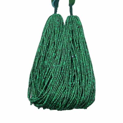 5 Strands of Afghan Tiny Seed Small Heishi Green Malachite Stone Strand 2.2 mm. Spacer Tube Cylinder Beads Jewelry Making Supply Gemstone