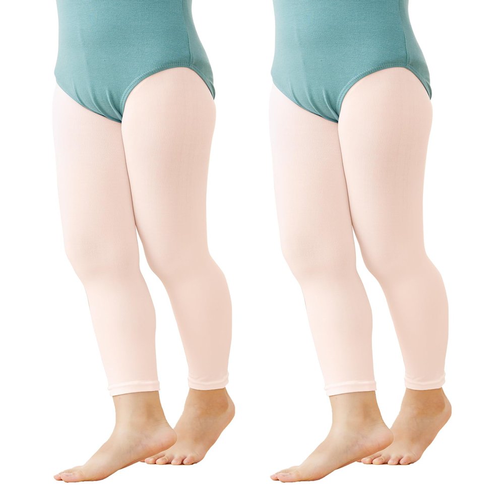 Phoeswan Ballet Pink Tights for Girls, 5-8 Years, Footless Ballet Dance Tights for Gymnastics Class