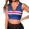 Adugen Origei Cape Verde Flag Print Fashion Yoga Clothes Yoga Bra Yoga Crop Tank Tops Sports Bra Cape Verde Flag XL view 1