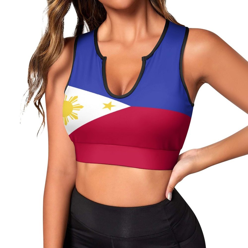 Adugen Origei Philippines Flag Women's Tank Top Shirts Back Sports Tank Tops Flowy Workout Yoga Tanks S