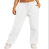 AUTOMET Women's Wide Leg Sweatpants Fleece Lined Baggy Straight Leg Lounge Pants Fall Outfits Athletic Joggers with Pockets White M view 1
