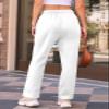 AUTOMET Women's Wide Leg Sweatpants Fleece Lined Baggy Straight Leg Lounge Pants Fall Outfits Athletic Joggers with Pockets White M view 4