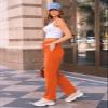AUTOMET Women's Wide Leg Sweatpants Fleece Lined Baggy Straight Leg Lounge Pants Fall Outfits Athletic Joggers with Pockets Orange M view 3