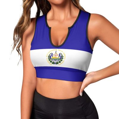 Adugen Origei El Salvador Flag Women's Tank Top Shirts Back Sports Tank Tops Flowy Workout Yoga Tanks S