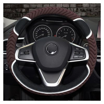 FUERU Car Steering Wheel Cover Set Universal Car Steering Wheel Cover Ice Silk Linen Sweat-Absorbing Breathable Car Interior (Color : 4#)