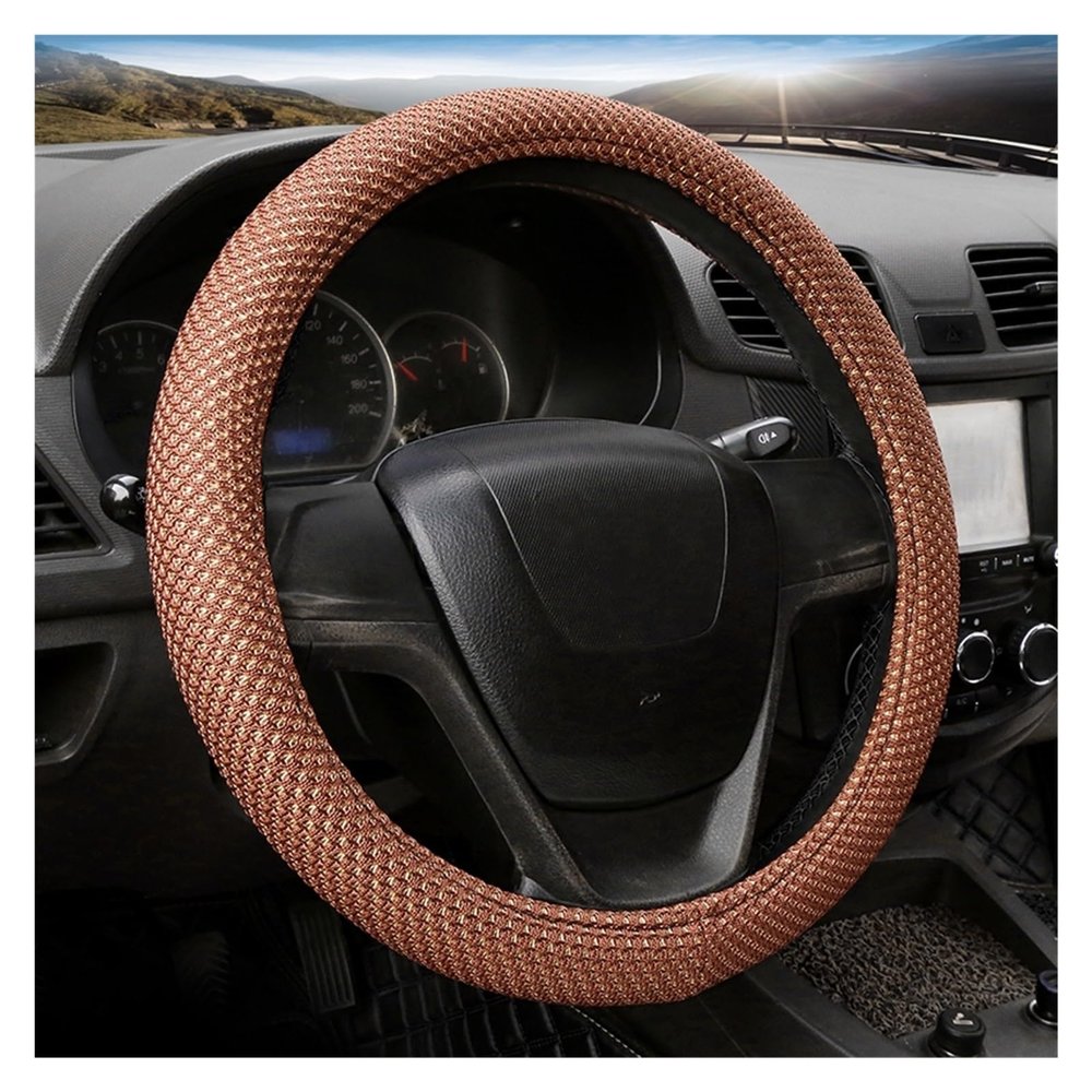 FUERU Car Steering Wheel Cover Set Universal Car Steering Wheel Cover Ice Silk Stretch Breathable Fashion Car Interior (Color : 3#)