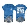 Someone's Feral Wife Tshirt Somebody S Feral Wife Shirt Somebody S Feral Wife Funny Graphic Tee Casual Loose Tops Tank Vintage Tee V-Neck T Shirts Fun Gift Cute T Blue view 1