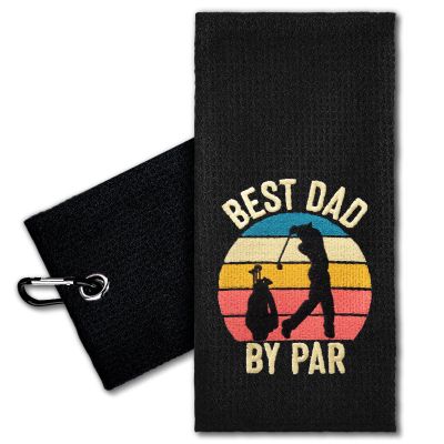 ERHACHAIJIA Best Dad by Par Embroidered Golf Towel with Clip. Funny Retro Golf Accessories Golf Gifts for Men Golf Lover Dad Papa Grandpa, Birthday Retirement Father's Day for Golf Fan