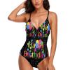 Bikini Color, Atmosphere, Happy Birthday Bathing Suit Women's Swimwear One-Piece Swimming Costume Tummy Control Swimsuits S view 1