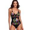 Bikini Color, Atmosphere, Happy Birthday Bathing Suit Women's Swimwear One-Piece Swimming Costume Tummy Control Swimsuits S view 3