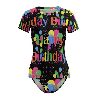 Color, Atmosphere, Happy Birthday Women's One-Piece Swimsuit Triangle Bathing Swimsuit Beach Party XL