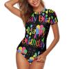 Color, Atmosphere, Happy Birthday Women's One-Piece Swimsuit Triangle Bathing Swimsuit Beach Party XL view 4