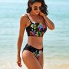 Color, Atmosphere, Happy Birthday Women's Bikini Swimming Costume Triangle Bathing Swimsuit Beach Party L view 3