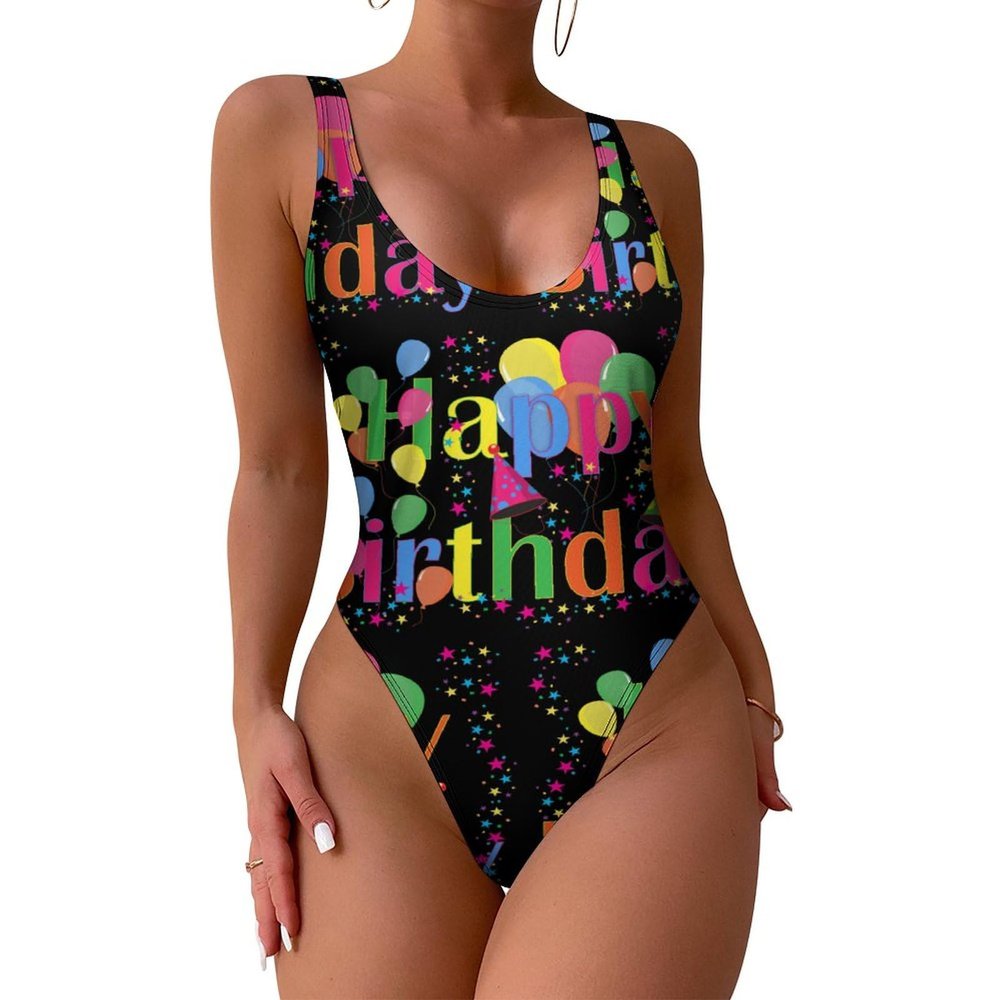 Color, Atmosphere, Happy Birthday Women's Bikini Swimsuit Triangle Bathing Swimsuit Beach Party S
