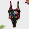 Color, Atmosphere, Happy Birthday Women's Bikini Swimsuit Triangle Bathing Swimsuit Beach Party S view 3