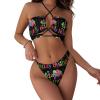 Color, Atmosphere, Happy Birthday Women's Bikini Swimsuit Triangle Bathing Swimsuit Beach Party L view 1