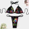 Bikini Sets Color, Atmosphere, Happy Birthday Women's Swimwear Cute Bathing Suit Ruched High Cut Swimsuit Summer XL view 2