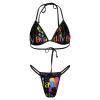 Bikini Sets Color, Atmosphere, Happy Birthday Women's Swimwear Cute Bathing Suit Ruched High Cut Swimsuit Summer XL view 3