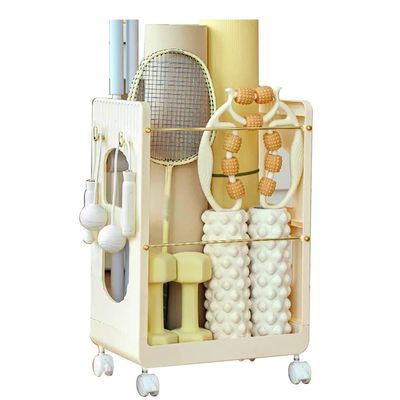 GRRICEPL Mat Storage Rack, Home Gym Storage Rack, Cart for Organizing Workout Room, for Dumbbells Kettlebells Strap Resistance Bands (Color : Yellow, Size : 40x26x59.5cm)