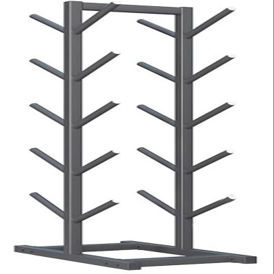 LZMZMQ 5/7 Tier Yoga Mat Holder Floor Standing, Clubs Skateboard Storage Rack, Gym Home Foam Roller Collect Shelf, Black Steel Frame, Tilt Hook Design (Color : Double Side, Size : 5 Tier)