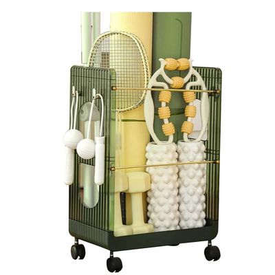 GRRICEPL Mat Storage Rack, Home Gym Storage Rack, Cart for Organizing Workout Room, for Dumbbells Kettlebells Strap Resistance Bands (Color : Green, Size : 40x26x59.5cm)