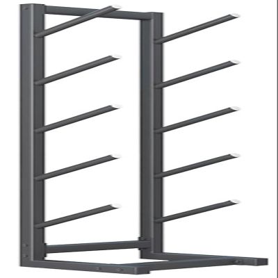 LZMZMQ 5/7 Tier Yoga Mat Holder Floor Standing, Clubs Skateboard Storage Rack, Gym Home Foam Roller Collect Shelf, Black Steel Frame, Tilt Hook Design (Color : Single Side, Size : 5 Tier)