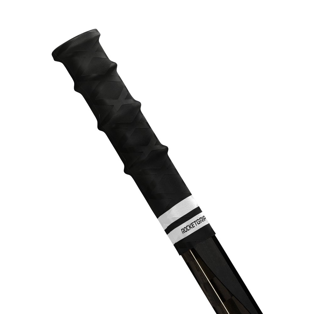 ROCKETGRIP Hockey Stick Replacement Grip Hockey Stick Tape Alternative for Ice Hockey Long-Lasting, Easy to Install, for Adults & Kids Rubber (Sr/Int, Black)