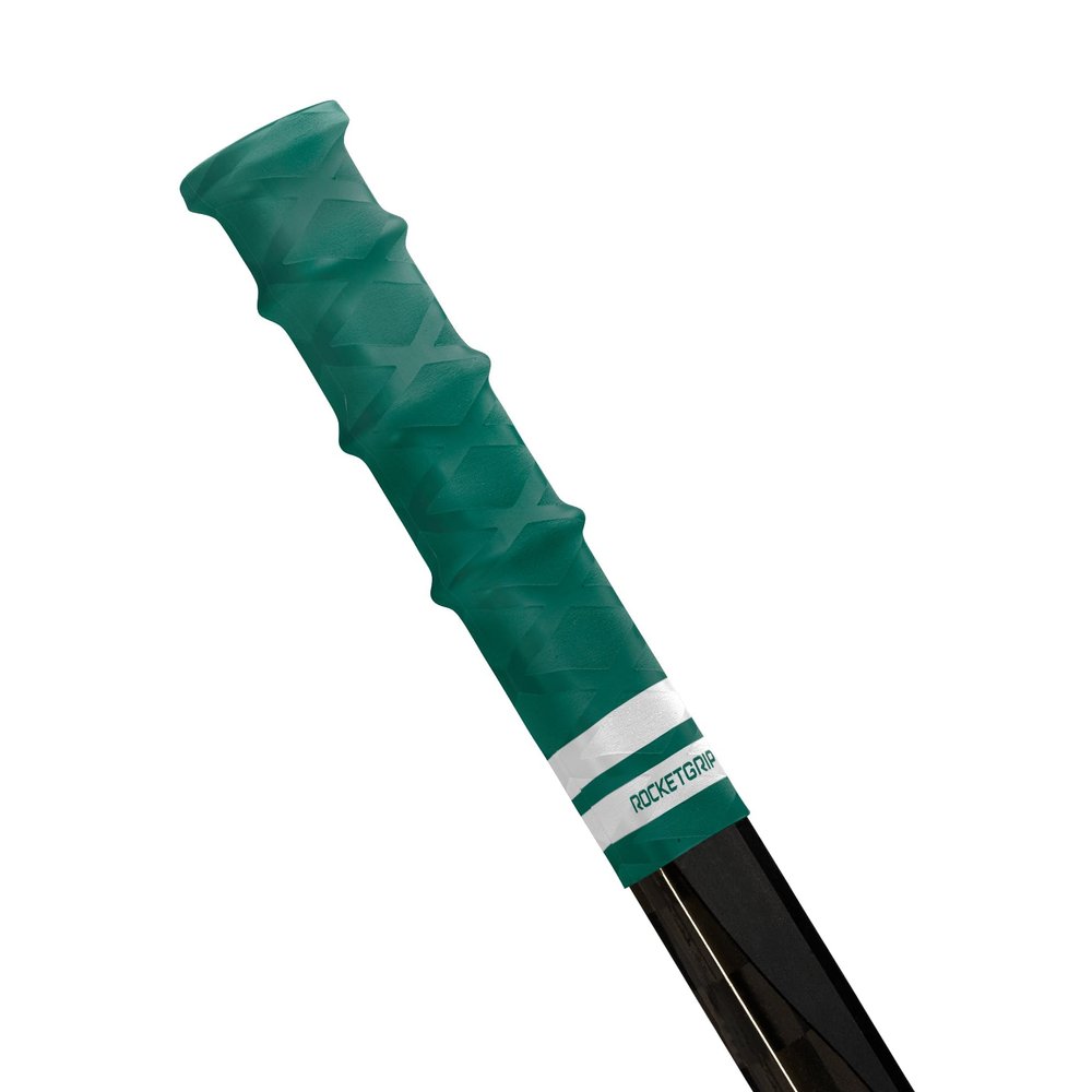 ROCKETGRIP Hockey Stick Replacement Grip  Hockey Stick Tape Alternative for Ice Hockey  Long-Lasting, Easy to Install, for Adults & Kids  Rubber (Jr/YTH, Green)