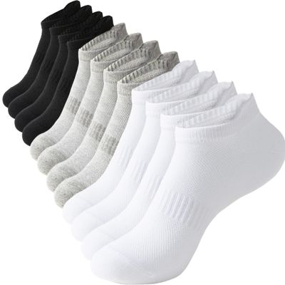 ACCFOD 9-11 Womens Ankle Socks Athletic Running Low Cut Socks With Tab for Women White/Black/Gray