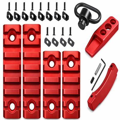 Gotical 7 Slots Picatinny Rail Section Adapter with QD Swivel 1.25 Inch is Included and Compatible with MLOK Mounting Devices (Pack of 4-5,7 Slots, Trigger Guard & Attachment)
