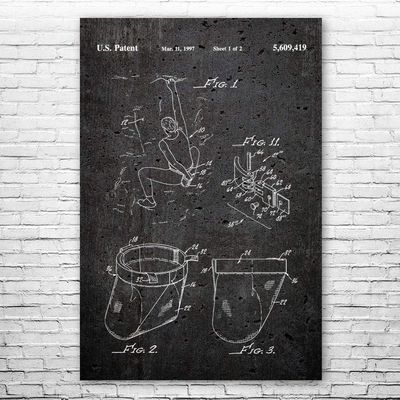 Rock Climbing Chalk Bag Patent Print Poster (24x36) Bouldering Gifts, Gym Decor, Climbing Gifts, Climbing Wall Art, Gifts For Men