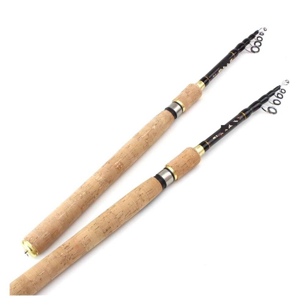 RAHBI 1pcs 1.8m 2.1m 2.4m 2.7m Spinning Rod Carbon Telescopic Fishing Rod Lure Rod Wooden Handle Pole Fishing Tackle Leisurely (Color : Spinning Rod, Size : 1.8 m)