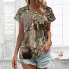 Camo Deer Camouflage Hunting Womens V Neck T Shirts Cute Graphic Short Sleeve Casual Tee Tops M view 2