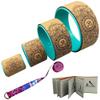 Aozora Yoga Wheel 13" with Most Detailed Book Step by Step Guide on How to Do 30+ Poses,! Perfect for Stretching and Improving Backbends (4 Pack - 4, 6, 10 & 13" -Cork/Turquoise +strap) view 1