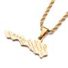 Huangshanshan Morocco Map Pendant Necklaces for Women Men Ethnic Jewelry Stainless Steel Le Royaume du Maroc (gold) view 1