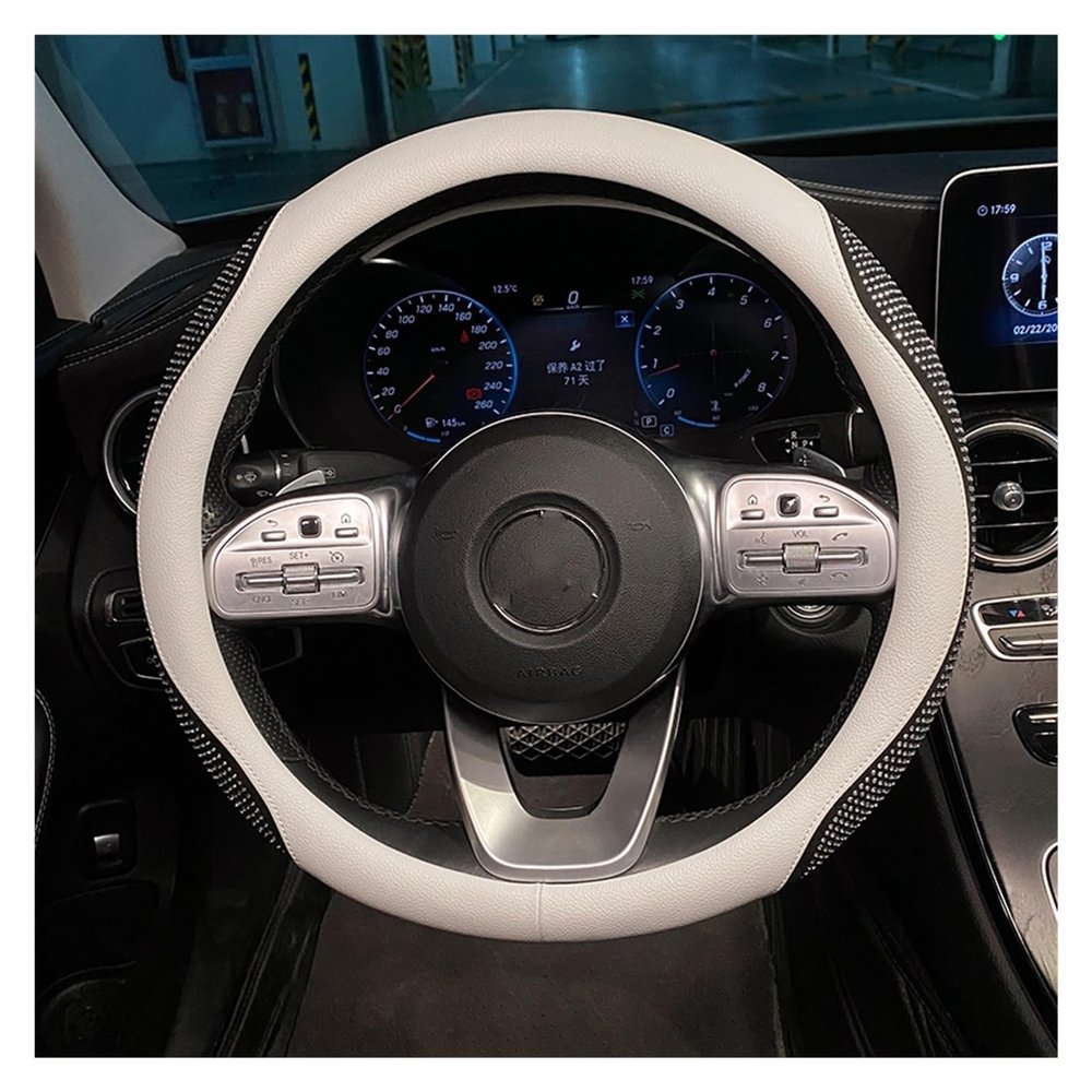 FUERU Car Steering Wheel Cover Set Universal Car Steering Wheel Cover Genuine Leather Crystal Drill Four Seasons Universal Car Interior (Color : 3#)