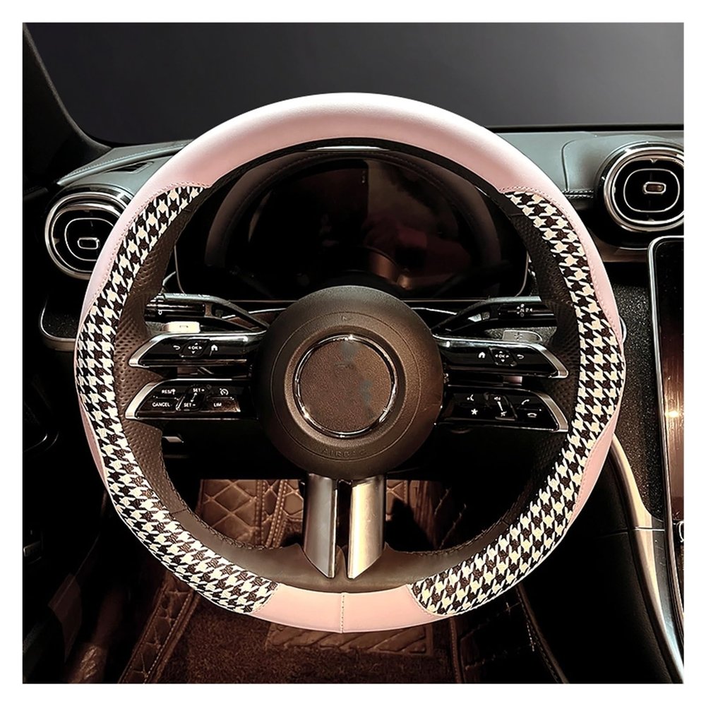 FUERU Car Steering Wheel Cover Set Universal Car Steering Wheel Cover Genuine Leather Four Seasons Universal Fashion Car Interior (Color : 2#)