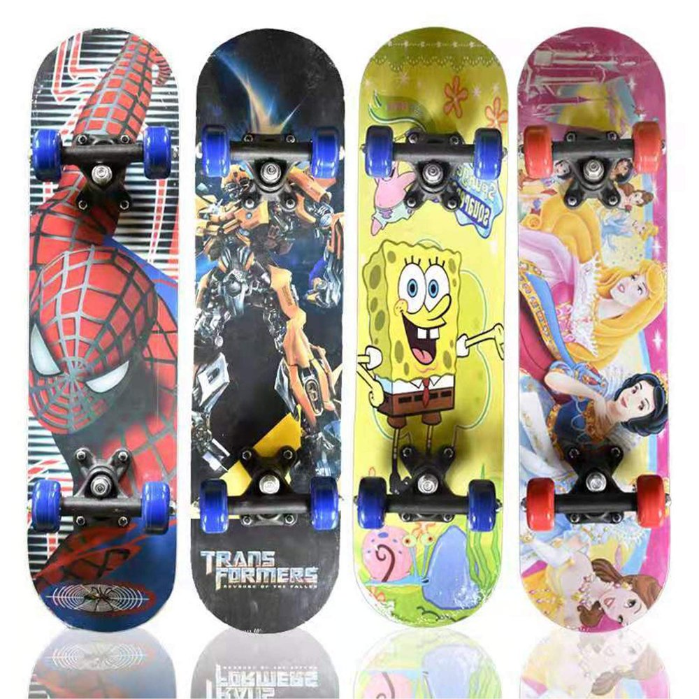 Blue Skateboard Deck for Girls - Standard Beginner Skateboard, 6-12 Years Old
