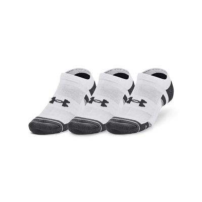 Under Armour Unisex-Adult Performance Cotton No Show Socks 3 Pack, (100) White/White/Pitch Gray, Medium
