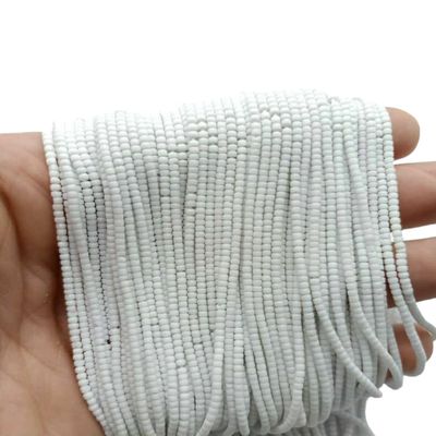 5 Strands of Afghan Tiny Seed Small Heishi White Glass String Strand 2mm Spacer Loose Tube Pipe Cylinder Beads Jewelry Making Supplies Necklace Bracelet