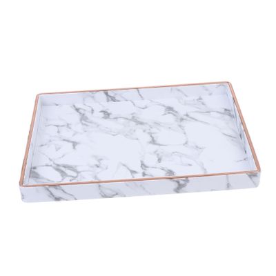 Beavorty 1pc Marble Pattern Storage Tray for Jewelry and Bathroom Accessories Multi-Purpose Decorative Tray for Vanity Toiletries and Home Organization