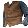 DREFEEL Mens Classic Wool Tweed Suit Vest Casual Sleeveless Jacket Herringbone Waistcoat for Tuxedos for Tuxedos view 3