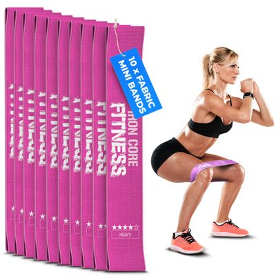 10-Pack Set Non-Slip Fabric Resistance Bands Heavy Loop Bands for Glutes, Legs, and Physical Therapy Durable Workout Bands in Bulk for Women and Men Ideal for Gyms, Studios, and Trainers