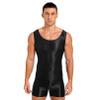Linjinx Men's Oil Glossy Soft Elastic Shapewear Sleeveless Tights Leotard Underwear Singlet Jumpsuit Tank Unitard Black C Large view 1